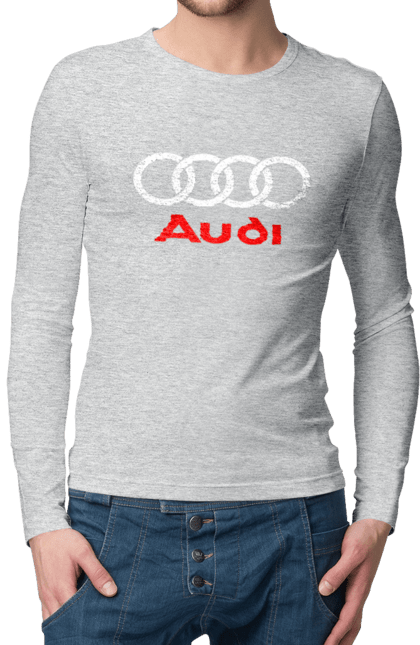 Men`s longsleeve with prints Audi Logotype. Audi, cars. 2070702