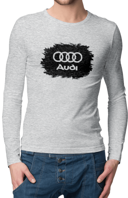 Men`s longsleeve with prints Audi black ravines. Audi, cars. 2070702