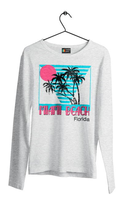 Чоловічий лонгслів з принтом "Майамі Пальми". Захід, майамі, пальми, флоріда. 2070702