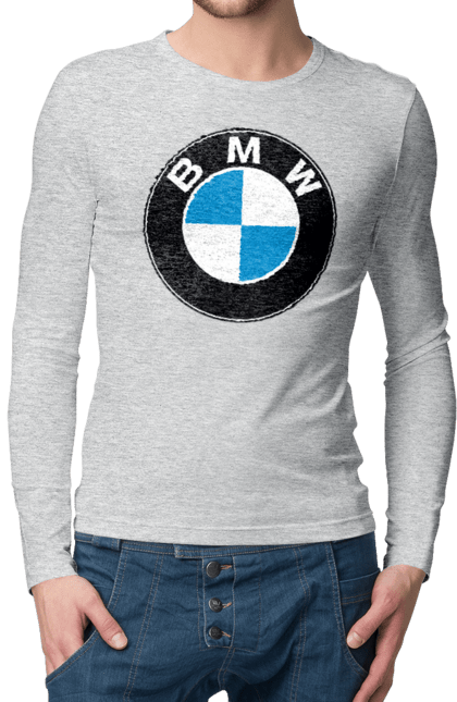 Мужской лонгслив с принтом Bmw Logo. Бмв, машины. 2070702