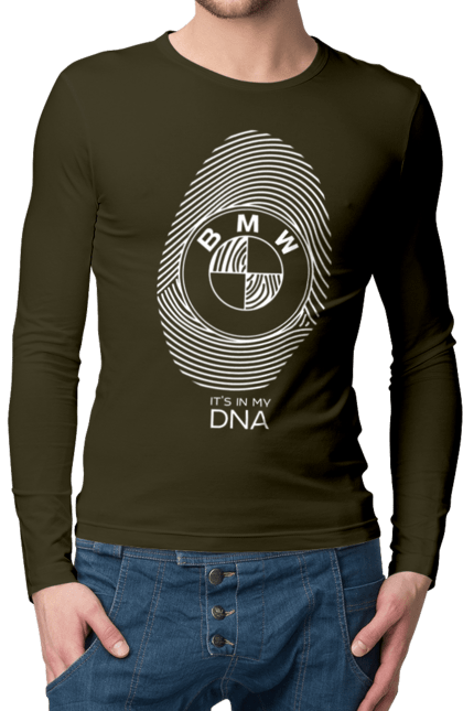 Мужской лонгслив с принтом БМВ отпечаток. Бмв, машины, отпечаток. 2070702