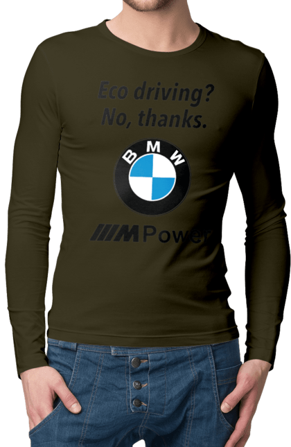Мужской лонгслив с принтом Электрокар? нет, спасибо. БМВ. Бмв, м серия, фан, электрокар. 2070702