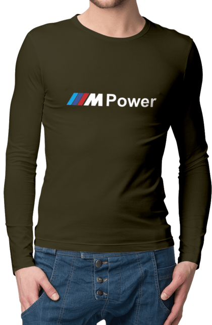 Мужской лонгслив с принтом Mpower БМВ. Бмв, м серия, машины. 2070702