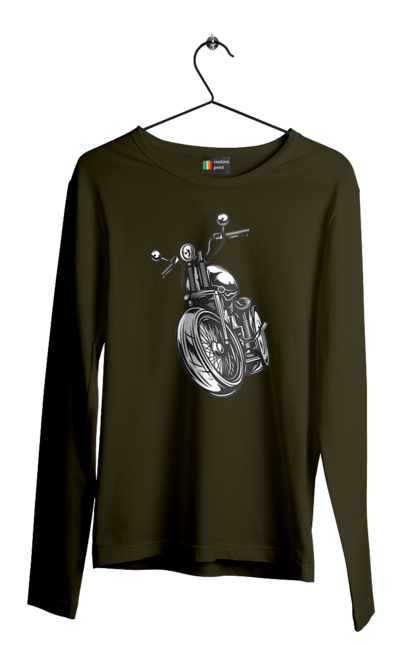 Чоловічий лонгслів з принтом "мотоцикл". Байк, вінтаж, мото, ретро. 2070702