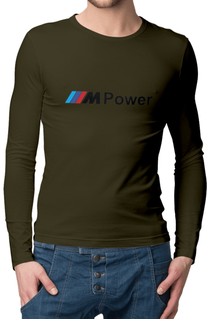 Мужской лонгслив с принтом Mpower БМВ. Бмв, м серия, машины. 2070702