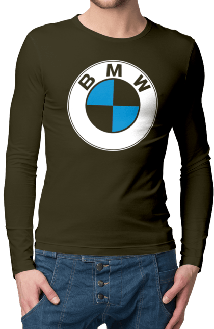 Мужской лонгслив с принтом Bmw Logo. Бмв, машины. 2070702