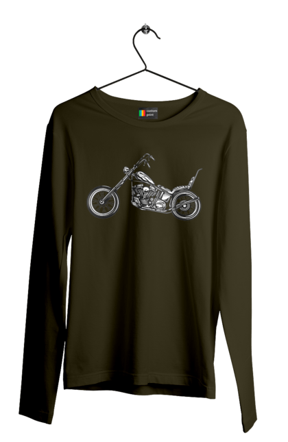Чоловічий лонгслів з принтом "Мотобайк". Вінтаж, мото, ретро. 2070702