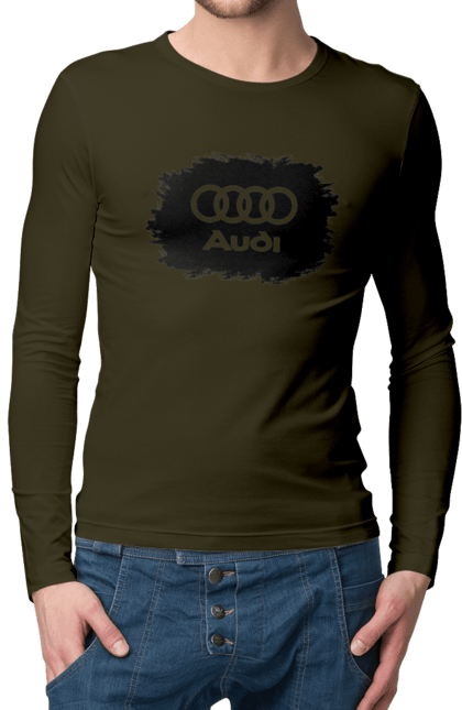 Men`s longsleeve with prints Audi black ravines. Audi, cars. 2070702