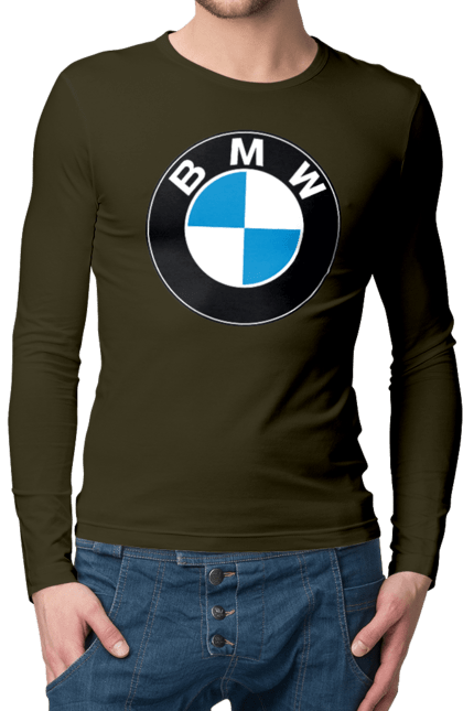 Мужской лонгслив с принтом Bmw Logo. Бмв, машины. 2070702
