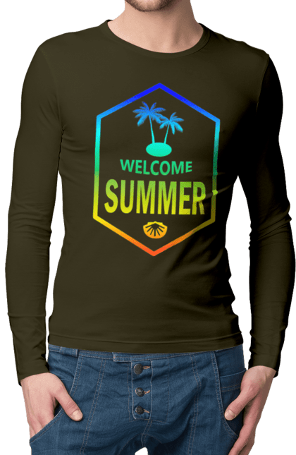 Чоловічий лонгслів з принтом "Привіт літо 1". Градієнт, літо, привіт. 2070702
