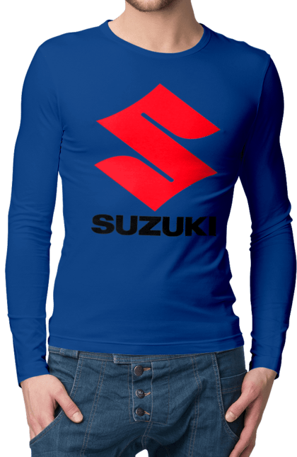 Men`s longsleeve with prints Suzuki Bl. Auto, logotype, machine, suzuki. 2070702