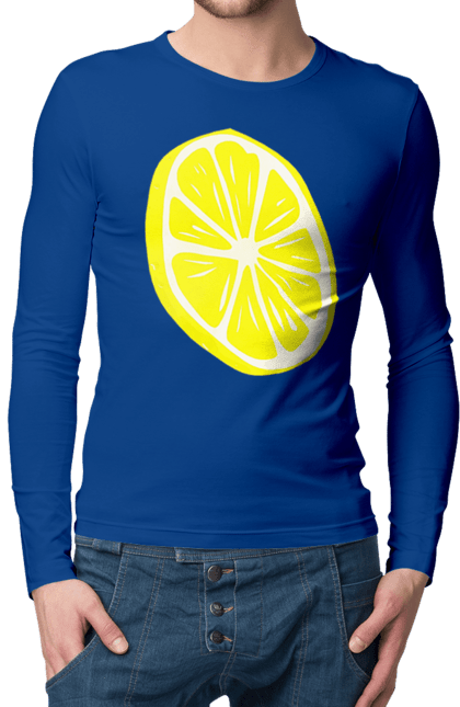 Чоловічий лонгслів з принтом "Лимон". Великий, лимон, яскравий. 2070702