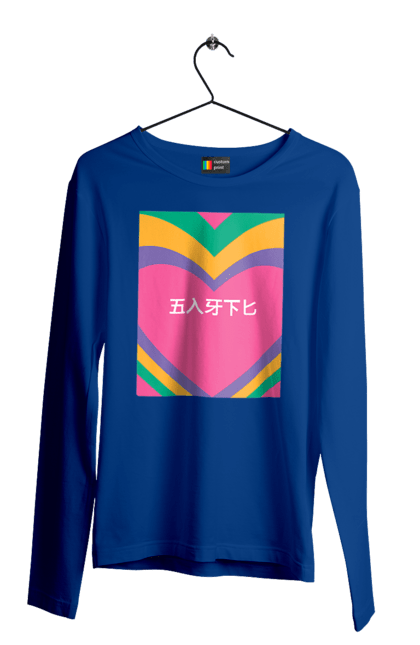 Men`s longsleeve with prints Бле. Hieroglyphs, inscription. 2070702