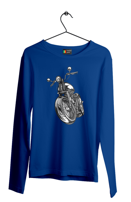 Чоловічий лонгслів з принтом "мотоцикл". Байк, вінтаж, мото, ретро. 2070702