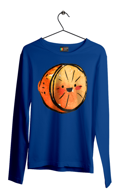 Чоловічий лонгслів з принтом "Милий апельсин". Апельсин, літо, любий, смайлик. 2070702