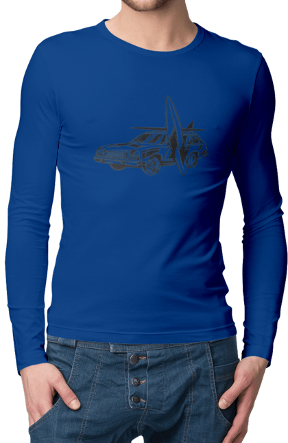 Men`s longsleeve with prints 06 Surf 2. Machine, retro, surfing, vintage. 2070702