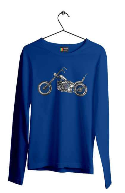 Чоловічий лонгслів з принтом "Мотобайк". Вінтаж, мото, ретро. 2070702