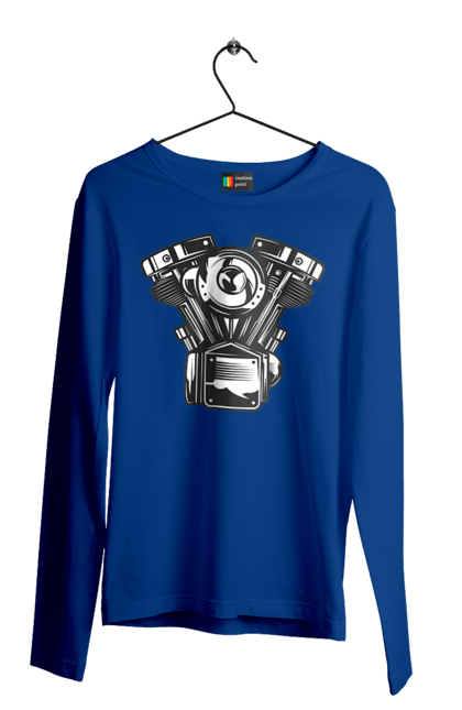 Чоловічий лонгслів з принтом "мото двигун". Вінтаж, двигун, мото, ретро. 2070702