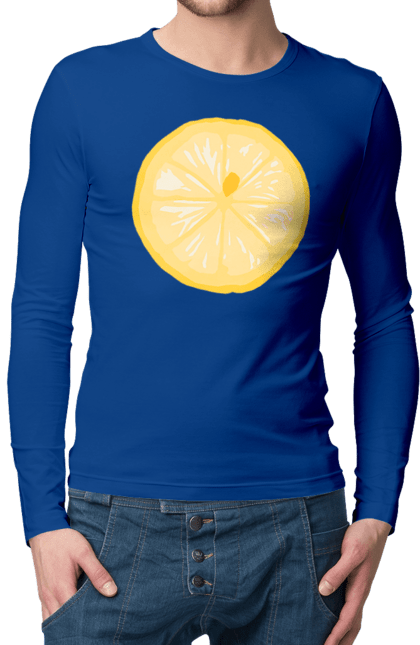 Чоловічий лонгслів з принтом "Круглий лимон". Лето, лимон. 2070702
