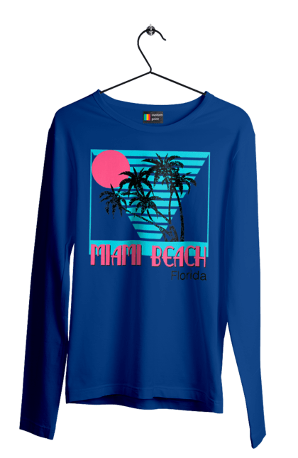 Чоловічий лонгслів з принтом "Майамі Пальми". Захід, майамі, пальми, флоріда. 2070702