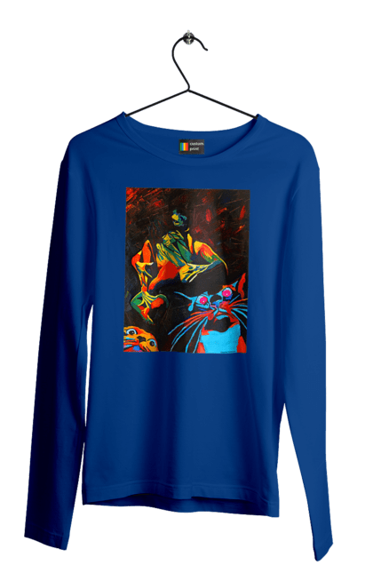 Чоловічий лонгслів з принтом "Секс коти". Картина, коти, секс. 2070702