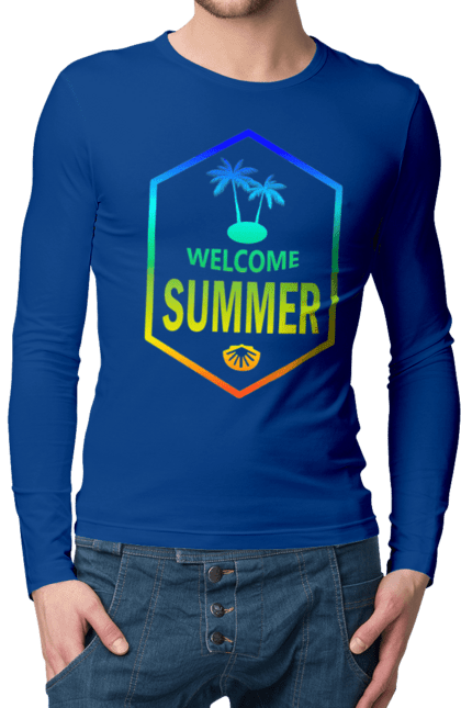 Чоловічий лонгслів з принтом "Привіт літо 1". Градієнт, літо, привіт. 2070702