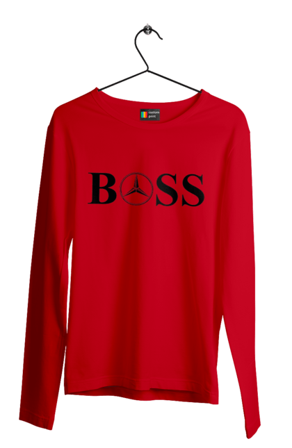 Мужской лонгслив с принтом Босс Мерседес. Бос, машины, мерседес. 2070702