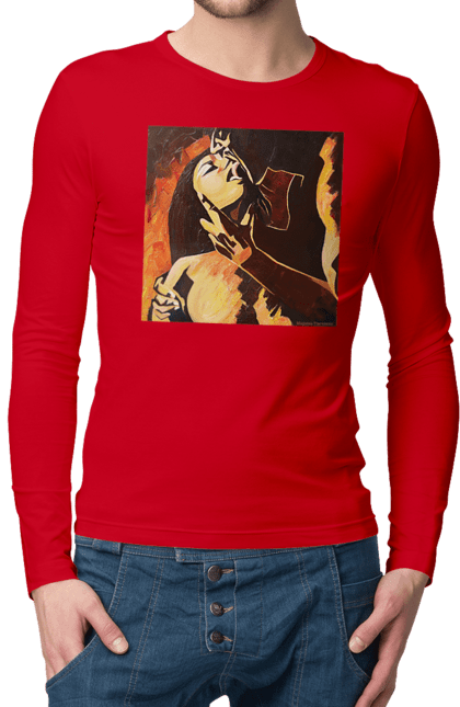 Чоловічий лонгслів з принтом "Страсна жінка". Жінка, картина, секс. 2070702