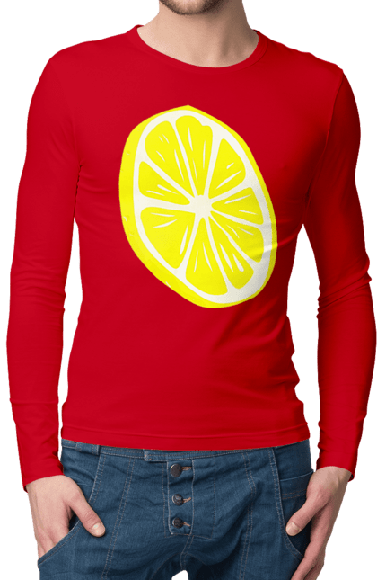 Чоловічий лонгслів з принтом "Лимон". Великий, лимон, яскравий. 2070702