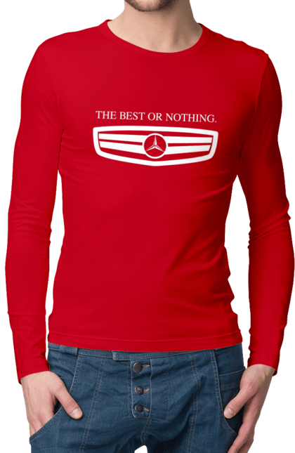 Мужской лонгслив с принтом The best or nothing. Mercedes, машины, мерседес. 2070702