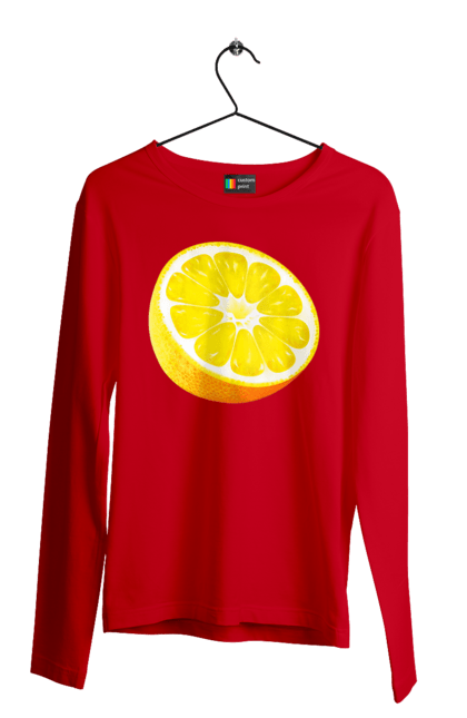 Чоловічий лонгслів з принтом "Половина лимона". Лимон, літо, свіжість. 2070702