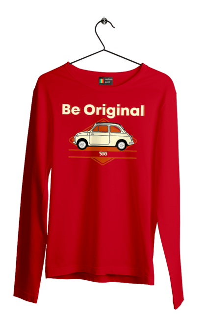 Мужской лонгслив с принтом Fiat 500. Авто, машина, фиат, фиат. 2070702