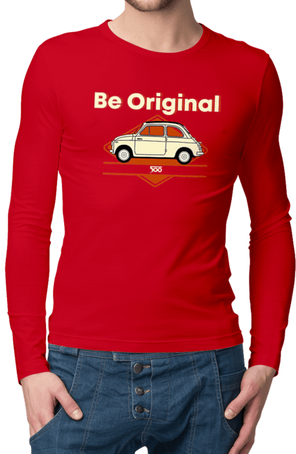 Мужской лонгслив с принтом Fiat 500. Авто, машина, фиат, фиат. 2070702