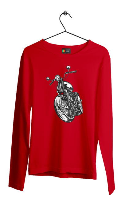 Чоловічий лонгслів з принтом "мотоцикл". Байк, вінтаж, мото, ретро. 2070702