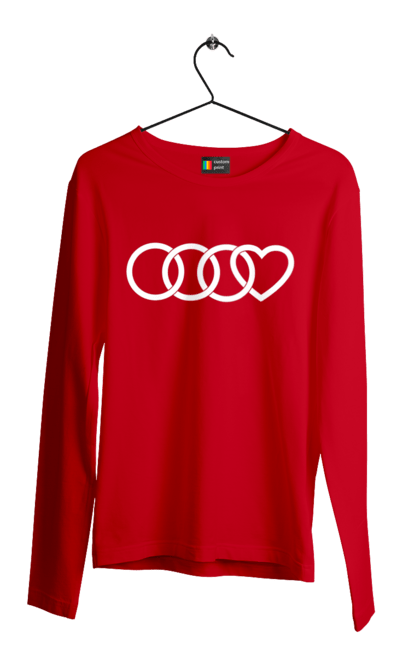 Мужской лонгслив с принтом Ауди сердечко. Ауди, машины, сердечко. 2070702