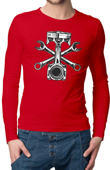 Men`s longsleeve with prints Moto parts. Moto, retro, spare parts, vintage. 2070702