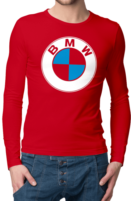 Мужской лонгслив с принтом Bmw Logo. Бмв, машины. 2070702