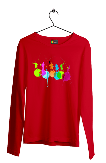 Чоловічий лонгслів з принтом "Яскрава рибалка". Вудки, рибалка, рибалки. 2070702