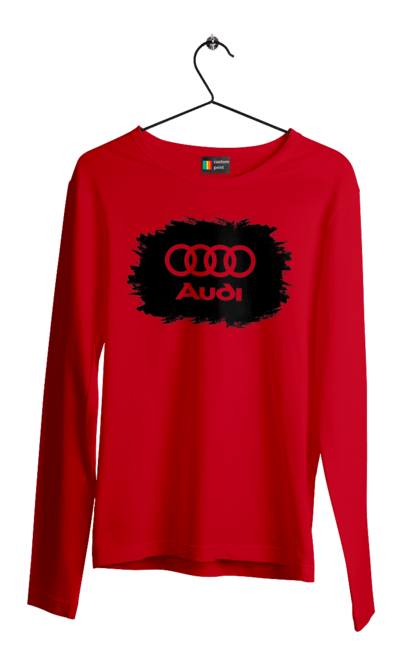 Чоловічий лонгслів з принтом "Ауді чорний лого". Ауді, машини. 2070702
