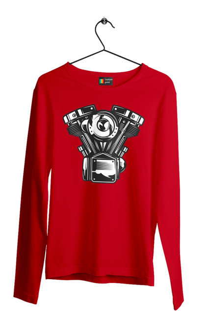 Чоловічий лонгслів з принтом "мото двигун". Вінтаж, двигун, мото, ретро. 2070702