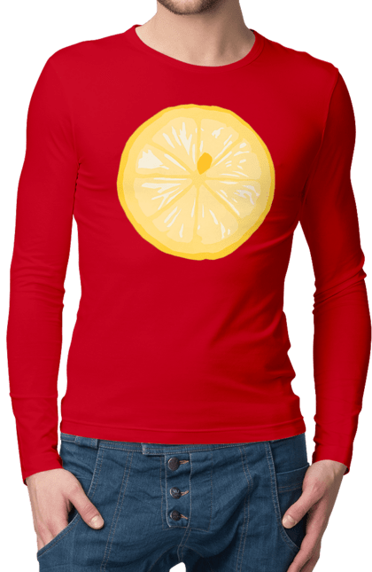 Чоловічий лонгслів з принтом "Круглий лимон". Лето, лимон. 2070702