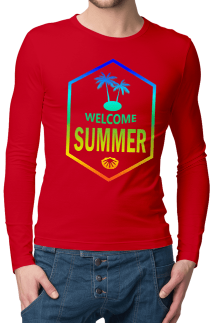 Men`s longsleeve with prints Hi summer 1. Gradient, hi, summer. 2070702