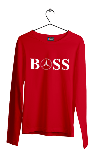 Мужской лонгслив с принтом Босс Мерседес. Бос, машины, мерседес. 2070702