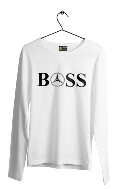 Чоловічий лонгслів з принтом "бос Мерседес". Бос, машини, мерседес. 2070702