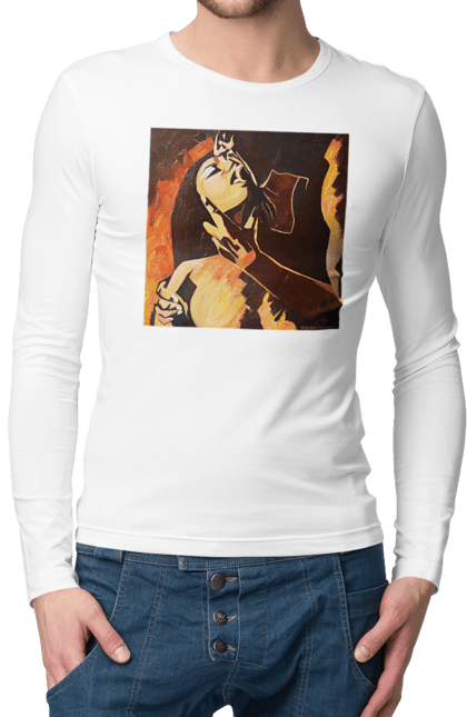 Чоловічий лонгслів з принтом "Страсна жінка". Жінка, картина, секс. 2070702