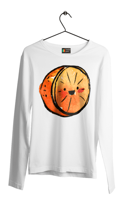 Чоловічий лонгслів з принтом "Милий апельсин". Апельсин, літо, любий, смайлик. 2070702