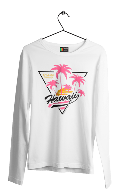 Чоловічий лонгслів з принтом "Гаваї". Гаваї, пальми, сонце. 2070702