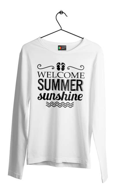 Чоловічий лонгслів з принтом "Привіт літні заходи". Вьетнамки, літо, сонце. 2070702