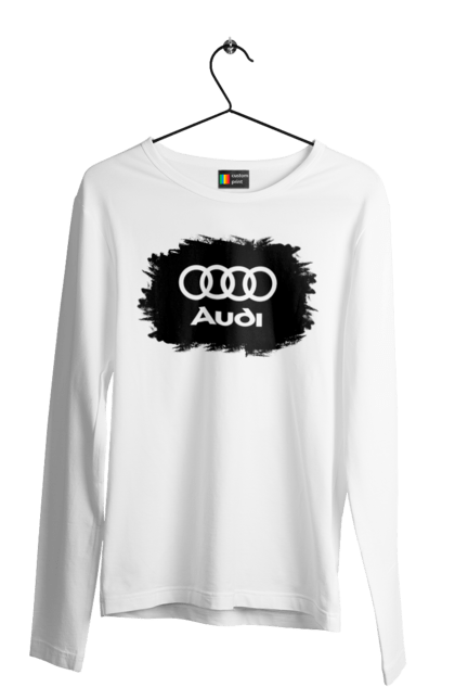 Чоловічий лонгслів з принтом "Ауді чорний лого". Ауді, машини. 2070702