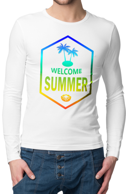 Чоловічий лонгслів з принтом "Привіт літо 1". Градієнт, літо, привіт. 2070702